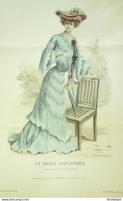 Gravure Mode illustree 1903 # 16 (Old Fashion plate) RARE