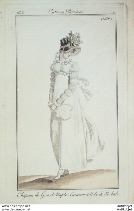 Costume Parisien 1812 # 1230 Canezou & robe Perkale