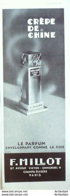 Publicite Cosmetique Millot crepe de Chine 1936