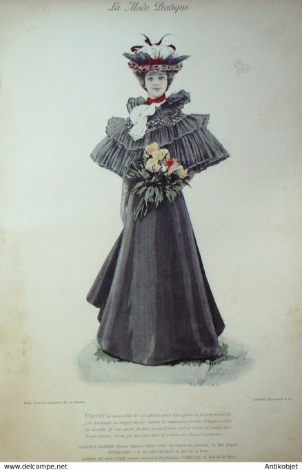 La Mode pratique 1896 # 42 Collet mousseline Robe velours
