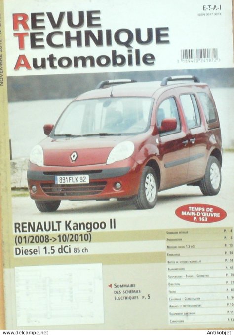 Revue Tech. Automobile 2012 n°B765 Renault Kangoo II diesel