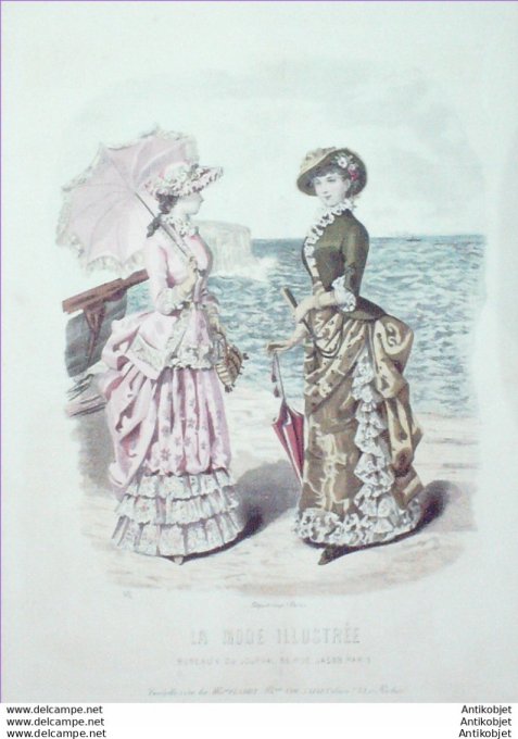 Gravure de mode La Mode illustrée 1882 n°27 (Maison Fladry-Coussinet) Maritime