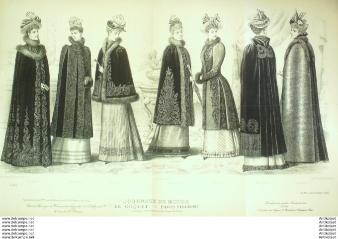Gravure Mode Le Coquet 1892 # 1901 (Old Fashion plate)