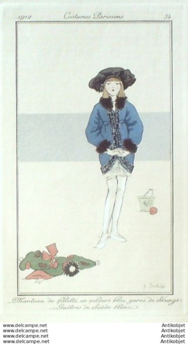 Sesboue Suzanne Pochoir Mode Art Deco n°  34-1912 Journal des Dames