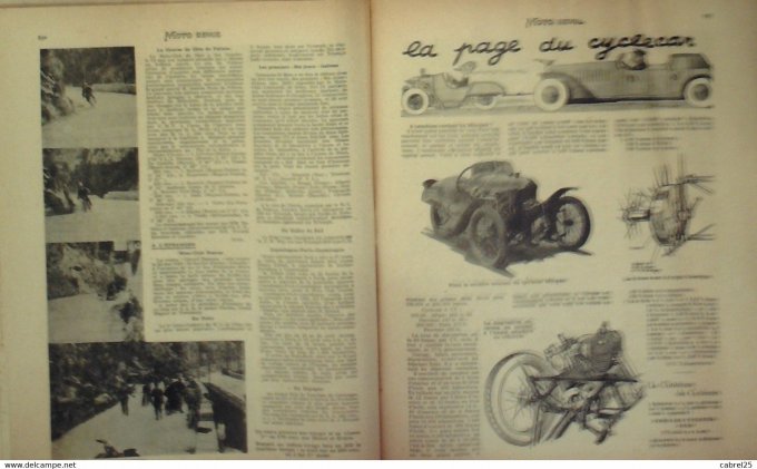Moto Revue 1929 n° 324 Critérium Cyclears Morgan Karpathes au Vesuve Bol d'Or 29 Planor