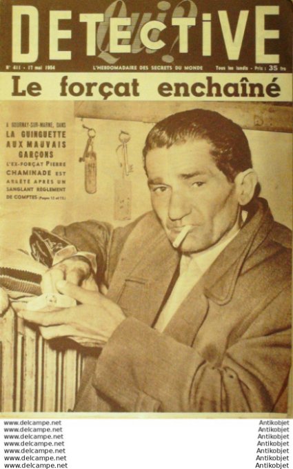Détective 1954 # 411 Senlis Lagny Denain Gournay St-île-de-Vence
