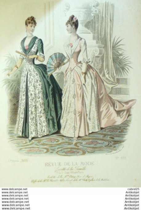 Gravure Mode La Gazette 1888 # 839 (Old Fashion plate)