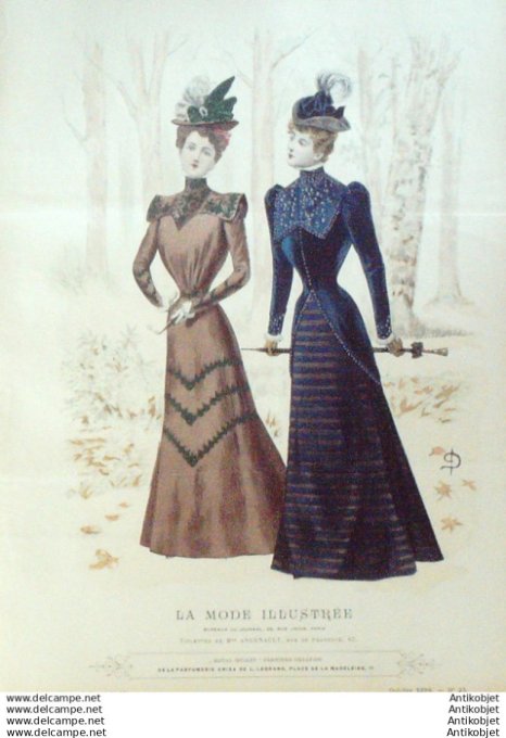 Gravure Mode illustree 1898 # 43 (Old Fashion plate) RARE