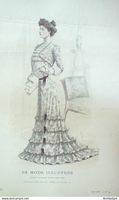 Gravure Mode illustree 1901 # 24 (Old Fashion plate) RARE