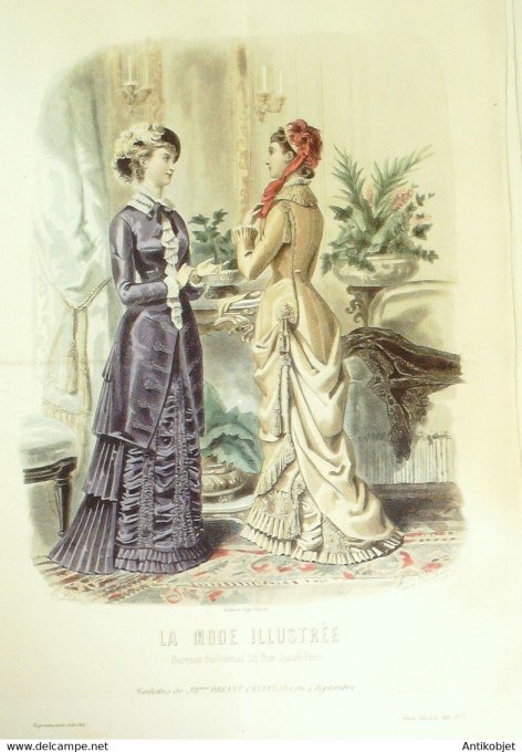 Gravure de mode La Mode illustrée 1880 n°17 (Maison Bréant-Castel)