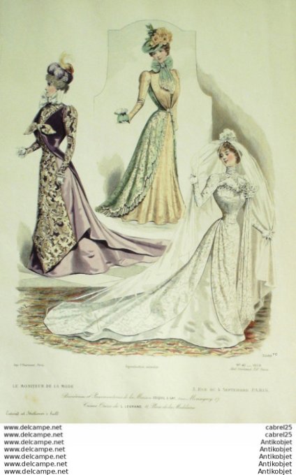 Gravure Mode Le Moniteur 1898 # 41 (Old Fashion plate)
