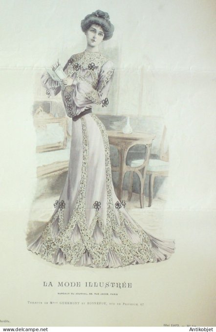 Gravure Mode illustree 1902 # 19 (Old Fashion plate) RARE