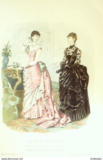 Gravure de mode La Mode illustrée 1884 n°51 (Maison Coussinet)