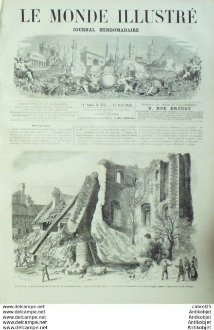 Le Monde illustré 1867 n°574 Compiegne (60) Guadeloupe Ethiopie Roi Du Tigre Roubaix (59) Carnac (56