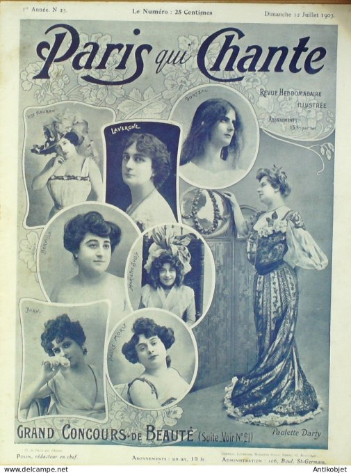 Paris qui chante 1903 n° 25 Mayol Barde Dona Debroussy Max Morel Gerville