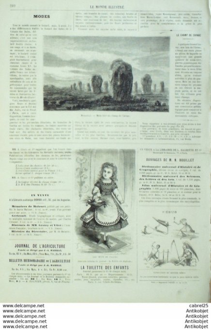 Le Monde illustré 1867 n°574 Compiegne (60) Guadeloupe Ethiopie Roi Du Tigre Roubaix (59) Carnac (56