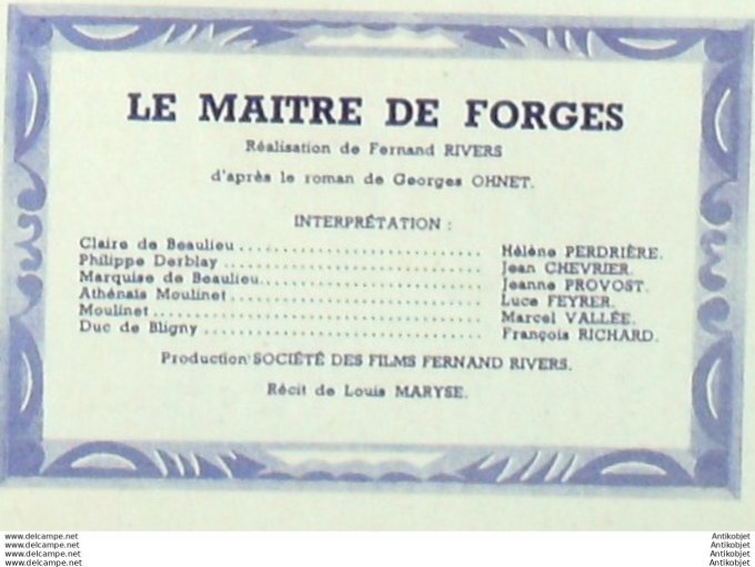 Le maître de forges Jeanne Provost Francois Richard Marcel Vallee