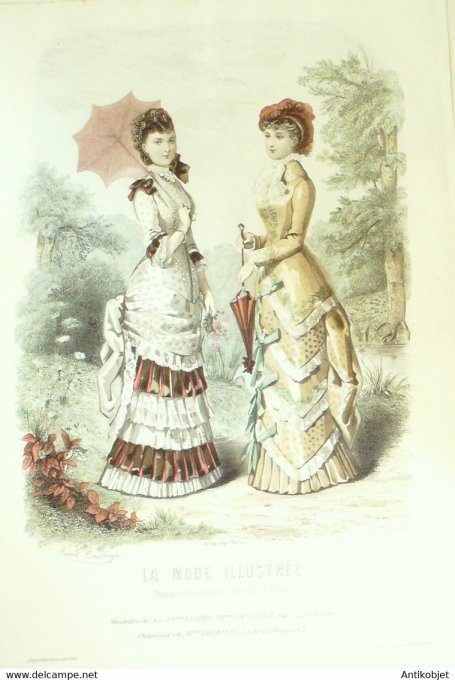 Gravure de mode La Mode illustrée 1880 n°18 (Maison Coussinet-Fladry)