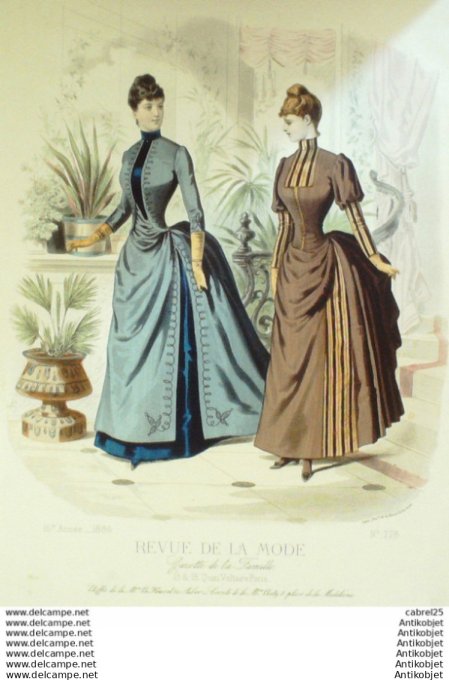 Gravure Mode La Gazette 1886 # 778 (Old Fashion plate)
