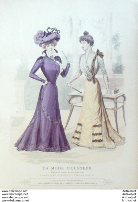 Gravure Mode illustree 1898 # 39 (Old Fashion plate) RARE