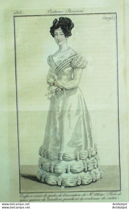 Costume Parisien 1823 # 2195 Robe de gaze et satin