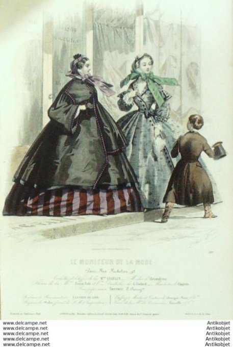 Gravure Mode Le Moniteur 1858 # 580 (Old Fashion plate)
