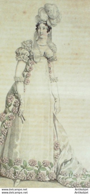 Costume Parisien 1816 # 1580 Coiffure et robe de Cour