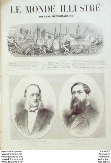 Le Monde illustré 1873 n°843 Chine Xien Kang Espagne Mataro Egypte Caire Autriche Vienne Pays Bas La