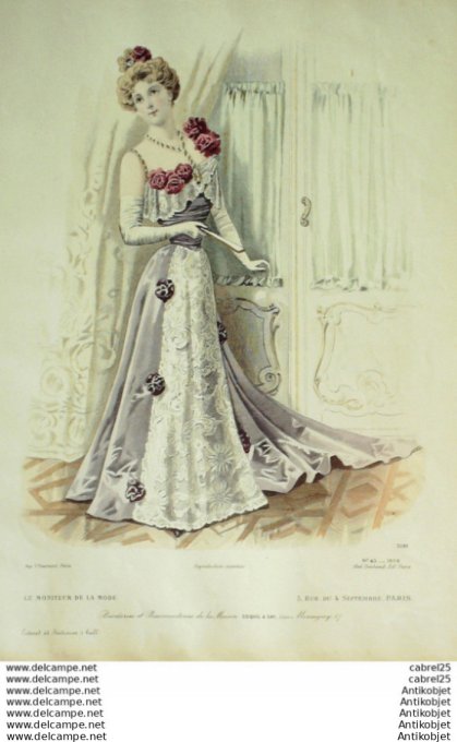 Gravure Mode Le Moniteur 1898 # 43 (Old Fashion plate)
