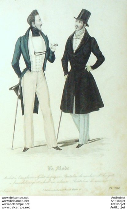 Gravure La mode 1832 # 238 (aquarelle old Fashion plate)