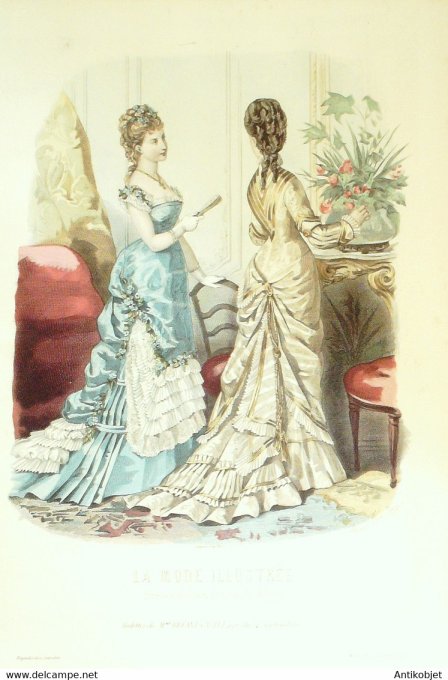 Gravure de mode La Mode illustrée 1876 n°29 (Maison Bréant-Castel)