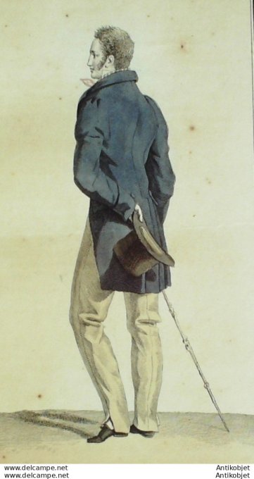 Gravure de mode Costume Parisien 1812 n°1231 Habit homme drap Lapis