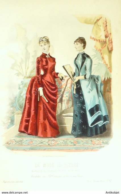 Gravure de mode La Mode illustrée 1884 n°52 (Maison Bréant-Castel)