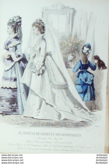 Gravure de mode Journal des Dames Demoiselles 1874 n°1167 (Maison St-Joseph) mariée