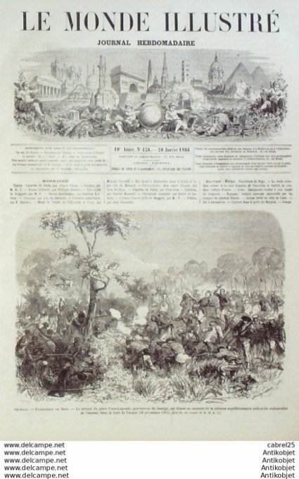 Le Monde illustré 1866 n°458 Sénégal Paouos Saloum Versailles (78) Espagne Salvanes Italie Florence