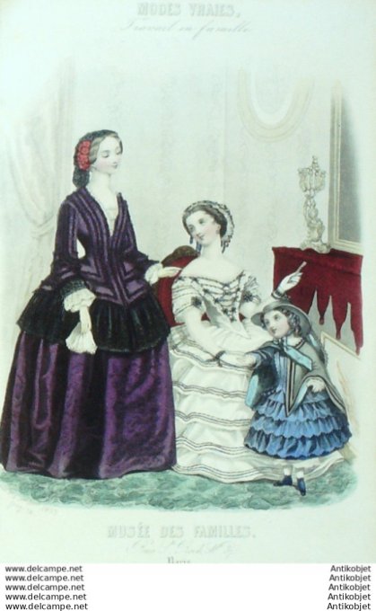 Gravure Mode Musee des familles 1853 #  4 (Old fashion plate)