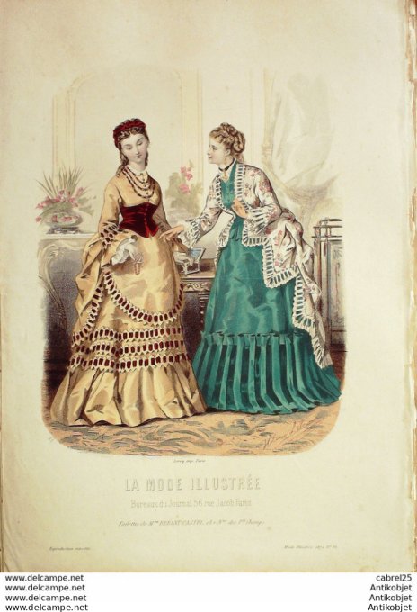 Gravure de mode La Mode illustrée 1872 n°16 (Maison Bréant-Castel)