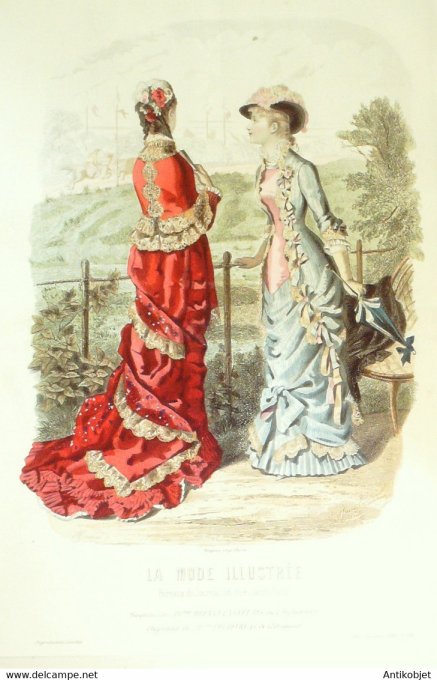 Gravure de mode La Mode illustrée 1880 n°19 (Maison Bréant-Castel)