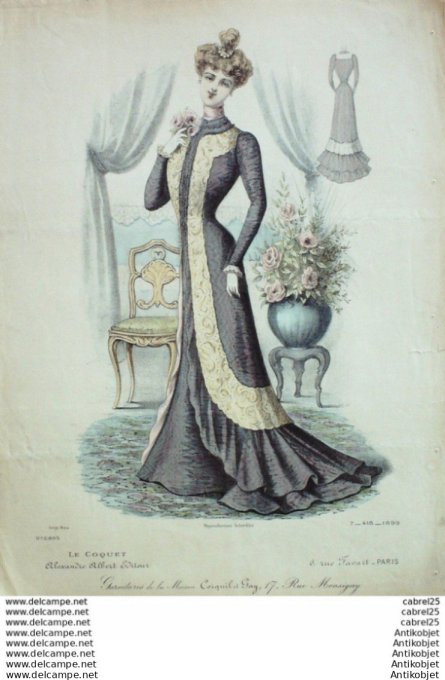 Gravure Mode Le Coquet 1899 # 07 (Old Fashion plate)