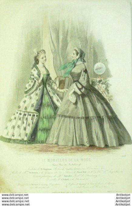 Gravure Mode Le Moniteur 1859 # 629 (Old Fashion plate)