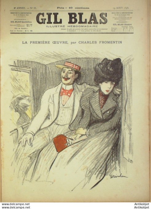 Gil Blas 1898 n°33 Charles FROMENTIN RACHEL PIGELET Edmond PRAT PREJELAN