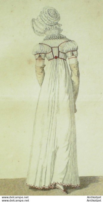 Gravure de mode Costume Parisien 1812 n°1232 Robe mousseline