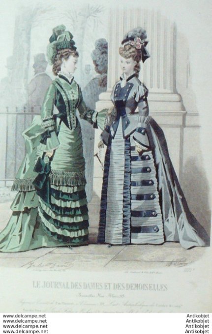 Gravure de mode Journal des Dames Demoiselles 1874 n°1171 (Maison Plument)