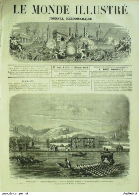 Le Monde illustré 1869 n°655 Turquie Constantinople Beylerbey Bisbal Espagne BARCELONE Egypte Alexan