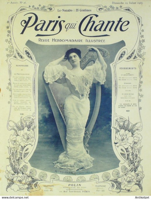 Paris qui chante 1903 n° 26 Tournier Berville Barde Ouvrard  Stefani Gerville Dickson