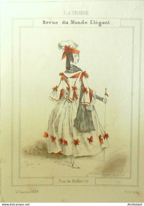 Gravure La mode 1836 # 488 (aquarelle old Fashion plate)