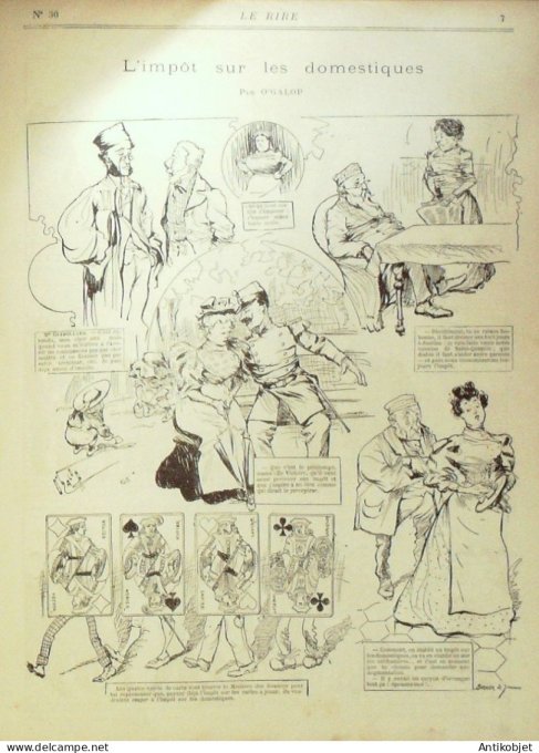 Le Rire 1895-06- 1 #  30 Journal humoristique Ed.Originale L'impot sur les domestiques