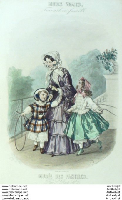 Gravure Mode Musee des familles 1852 #  7 (Old fashion plate)