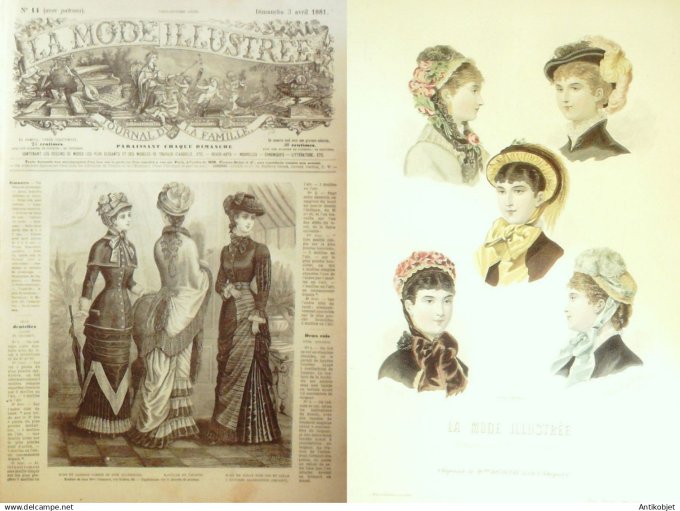 La Mode illustrée journal + gravure associée 1881 # 14