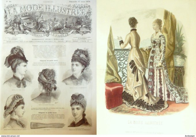 La Mode illustrée journal + gravure associée 1878 # 11